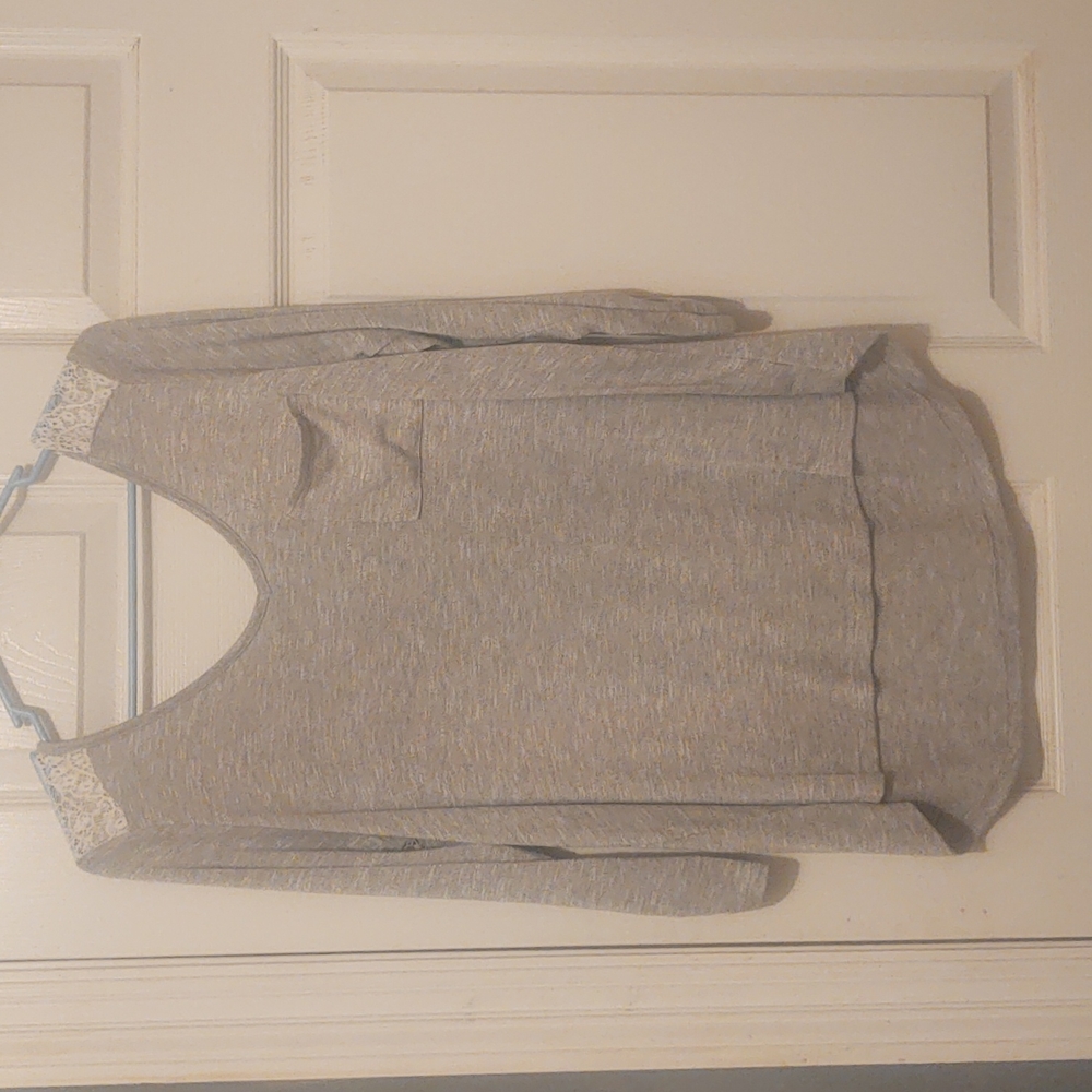 Grey blouse with Lace Design on top